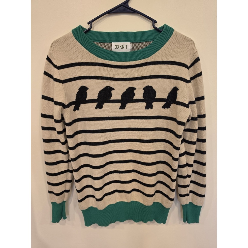 OXKnit Women's Small Sweater Nature Woodland Cottagecore Nordic Whimsical